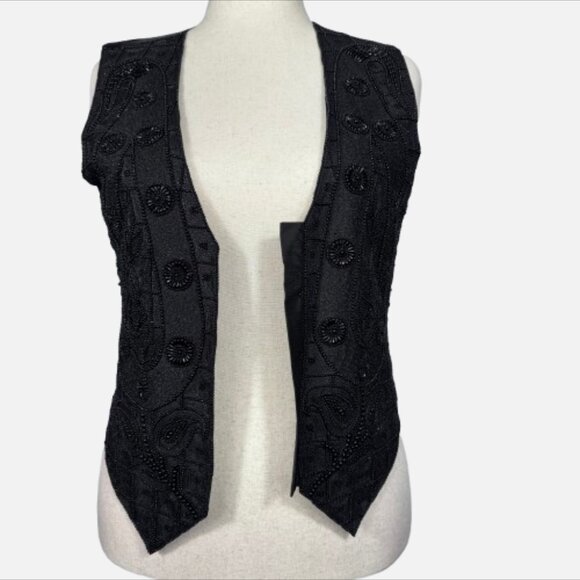 Liz Claiborne Womens Silk Beaded Fairy Waistcoat Vest Whimsigoth Witchy (Size M) - Picture 3 of 16